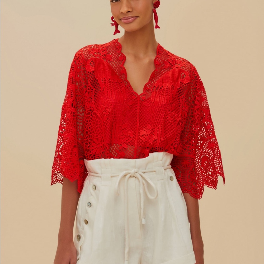 FARM Rio Red Lace Jumpsuit